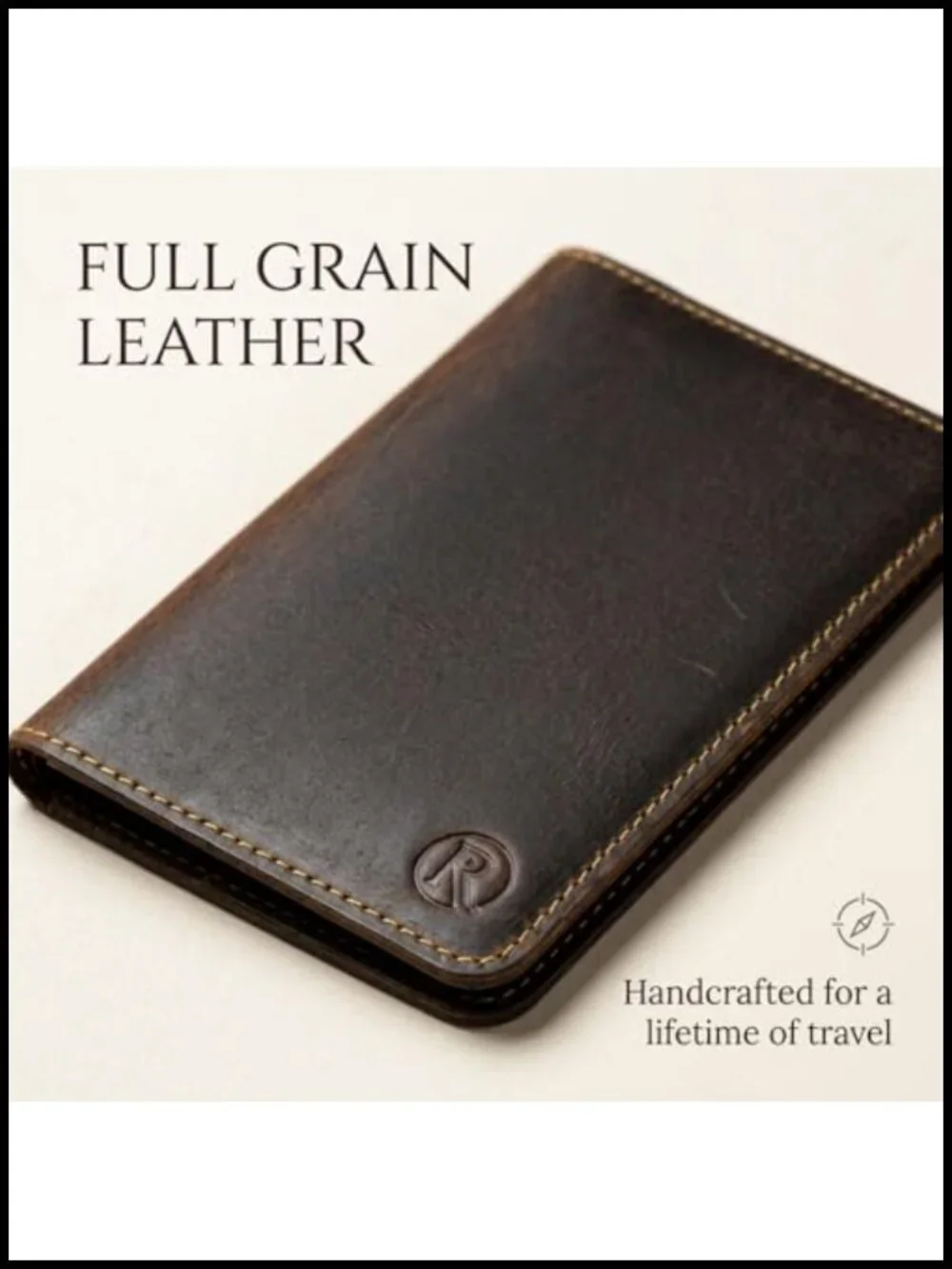 Full Grain Crazy Horse Leather Passport Holder RFID Travel Wallet Card Slots